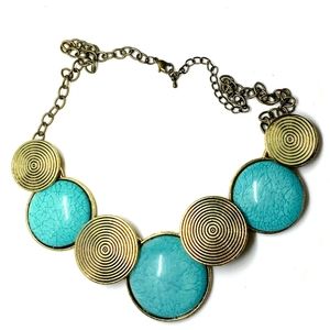 Blue stones necklace turquoise Women Statement Necklaces Ladies Jewelry